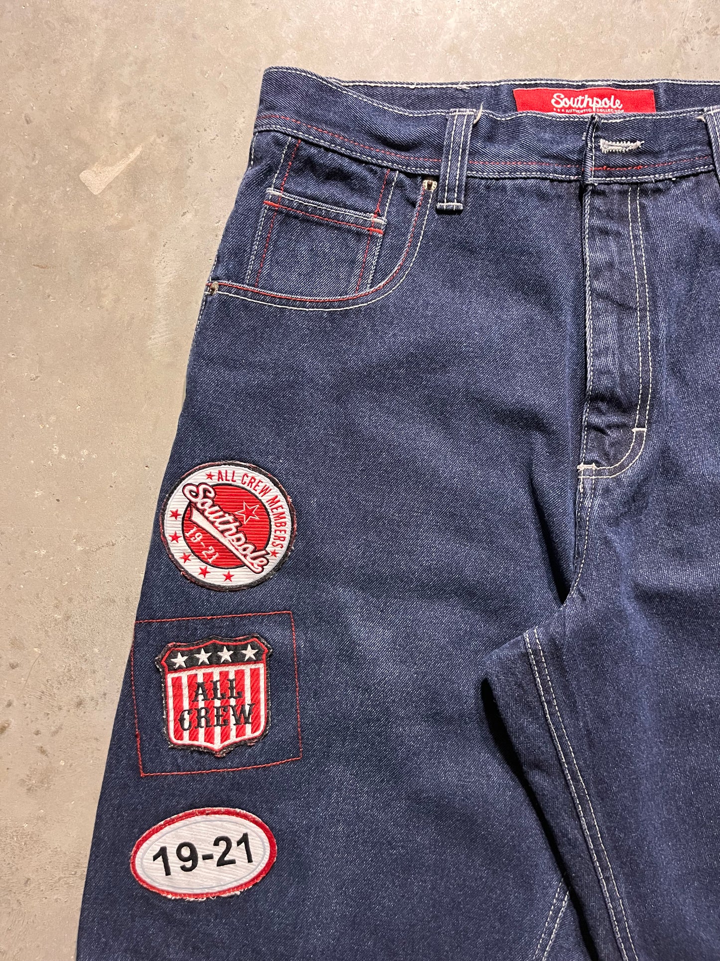 (34X12) Y2K Patch work South pole Jorts