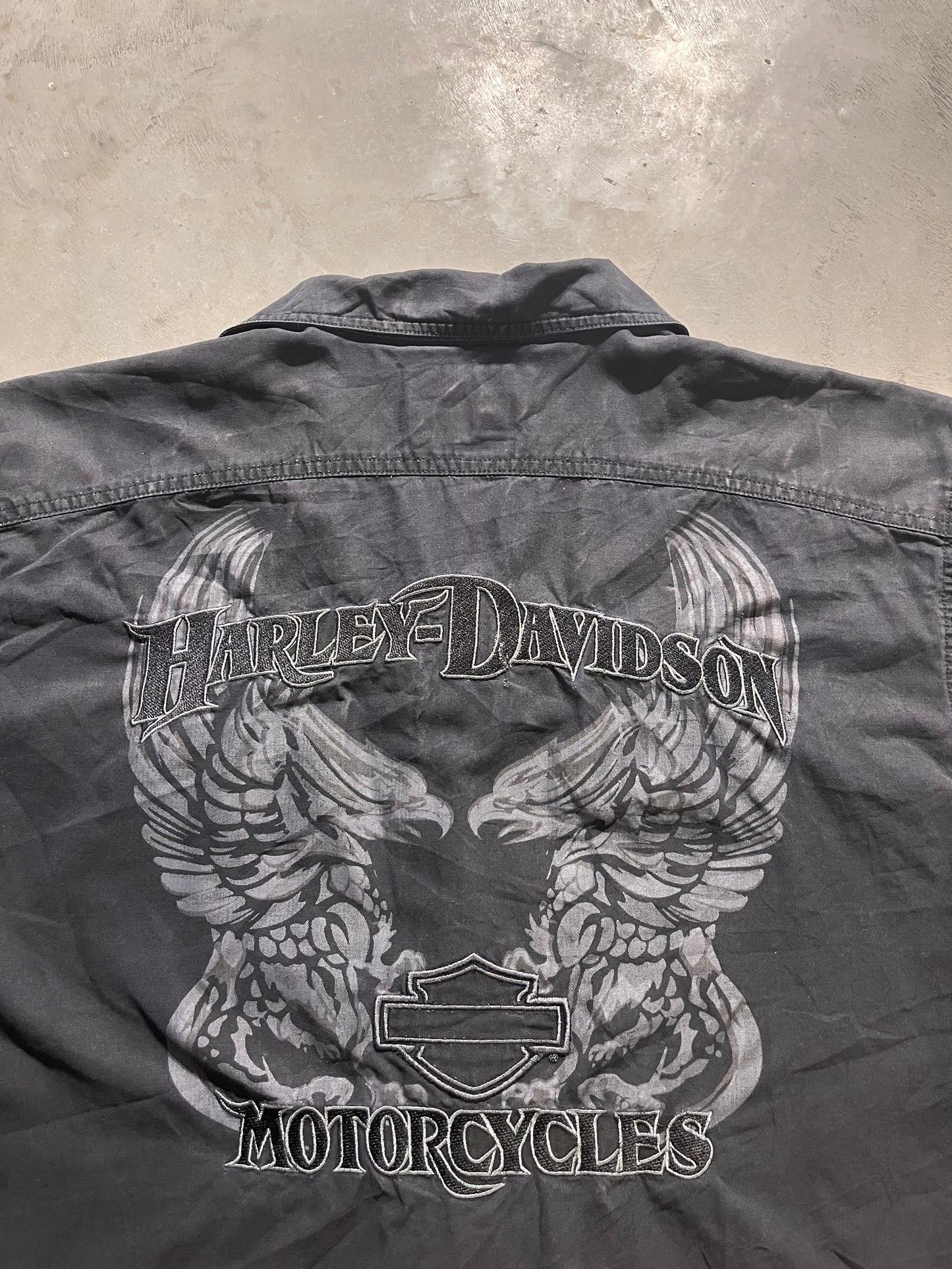 (L) Harley Davidson button up