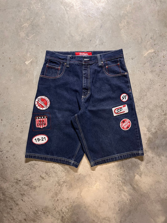 (34X12) Y2K Patch work South pole Jorts