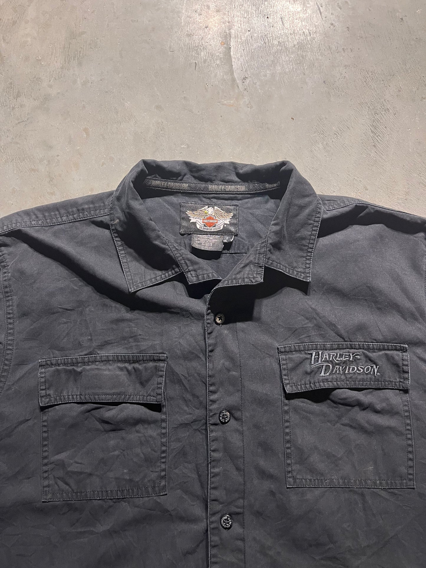 (L) Harley Davidson button up