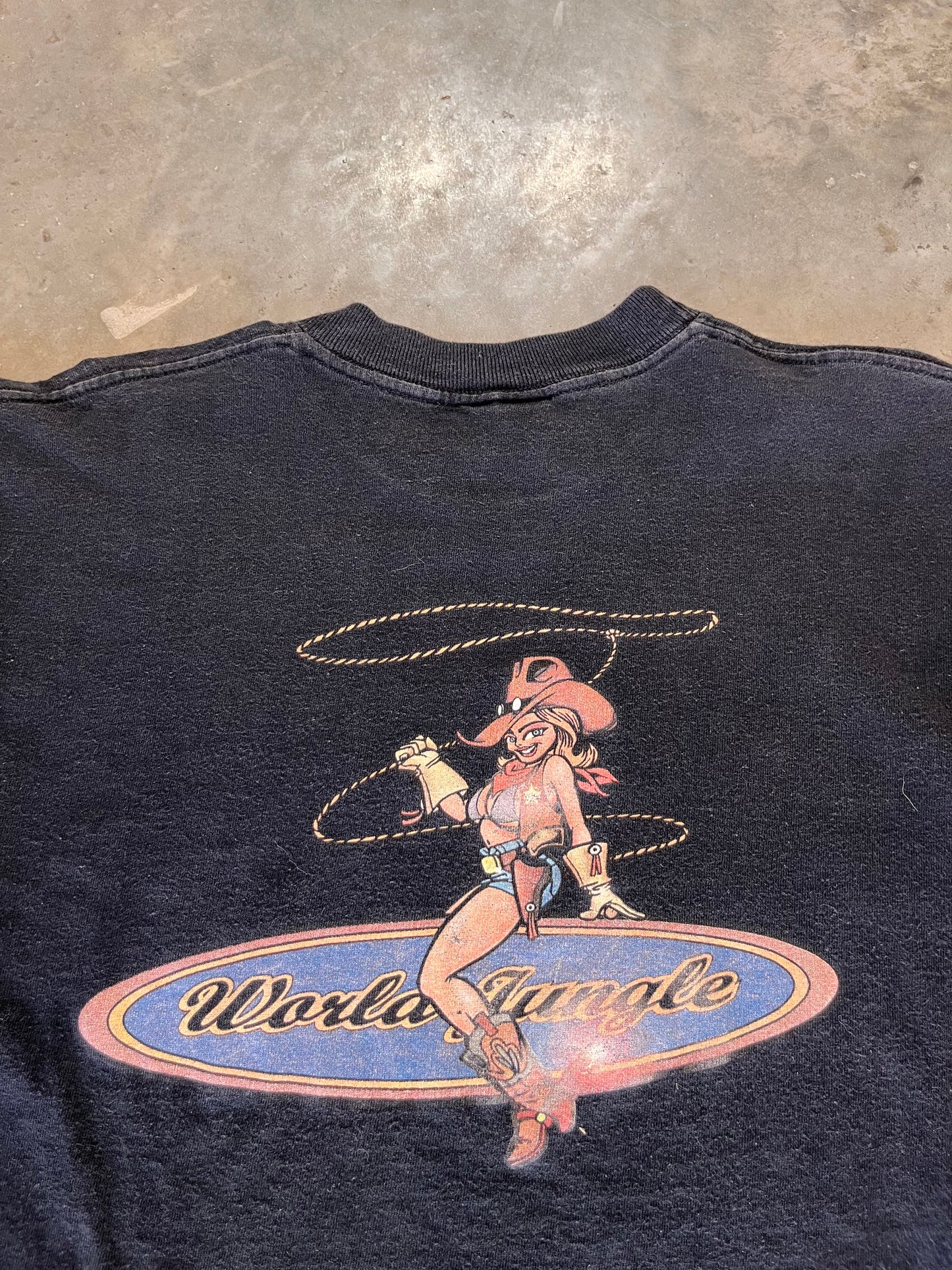 (L) 90’s World Jungle Center logo skate tee