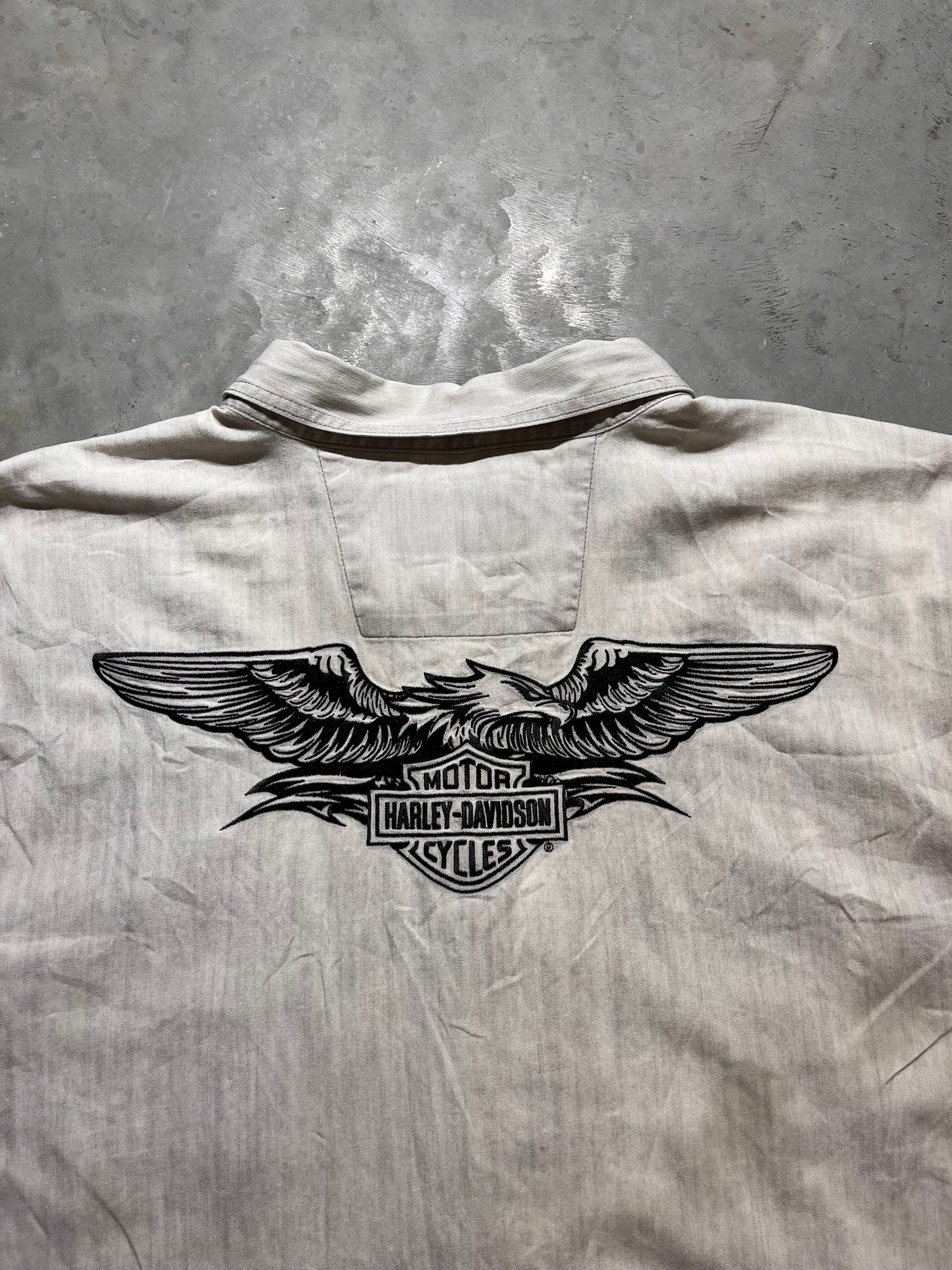 (XL)Harley Davidson Eagle Embrodiered Button up